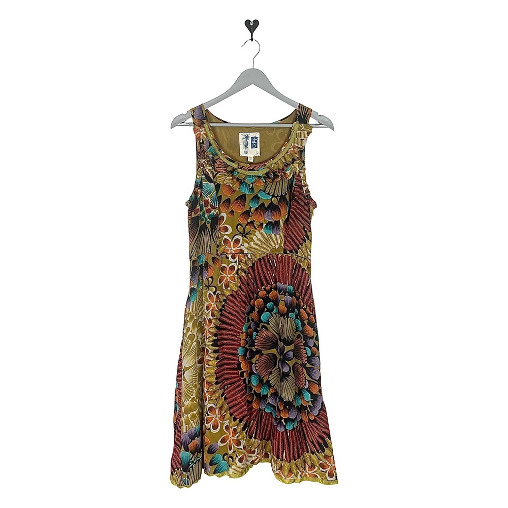 Edme & Esyllte Anthropologie Silk Floral Ruffle Dress Multi-Color Sleeveless 12